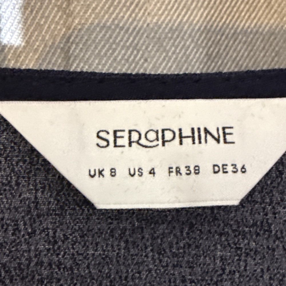 Seraphine Marge Maternity Nursing Dress US 4 Navy Blue Polka Dot V-Neck Midi - Picture 6 of 8